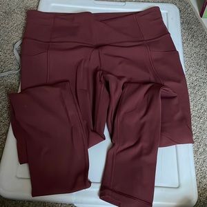Athleta size L marron leggings good condition